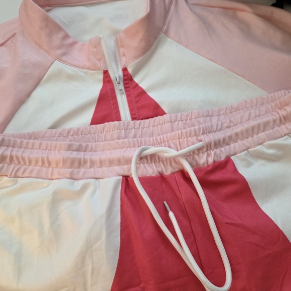 NWT Shein 2X 16W Short Top Co-ord Set Pink Zip Top Fitted Shorts AW-1486 - Picture 8 of 8